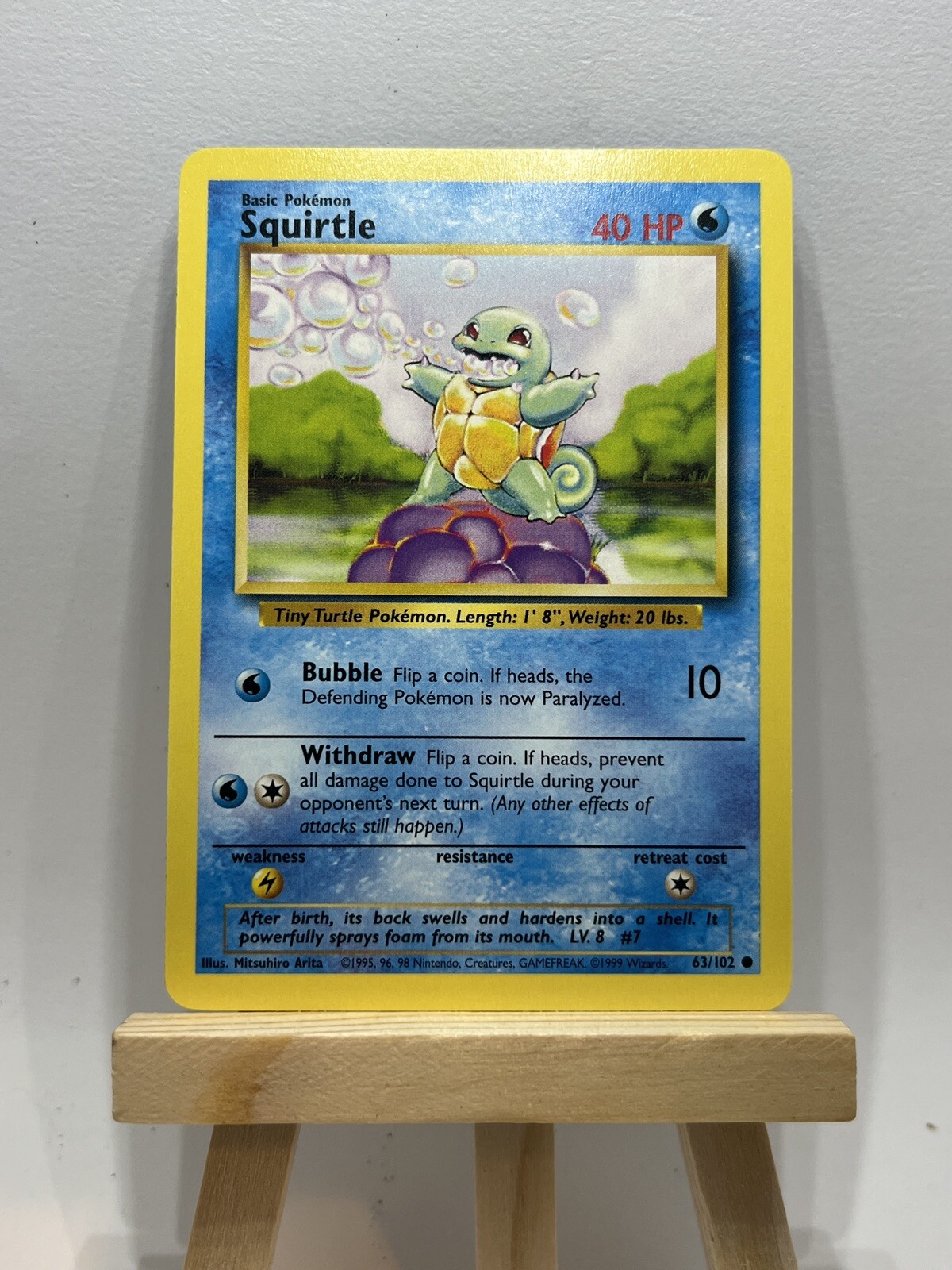 Squirtle Base Set 63/102 Pokemon TCG Regular Unlimited Common NM-LP Vintage 1999