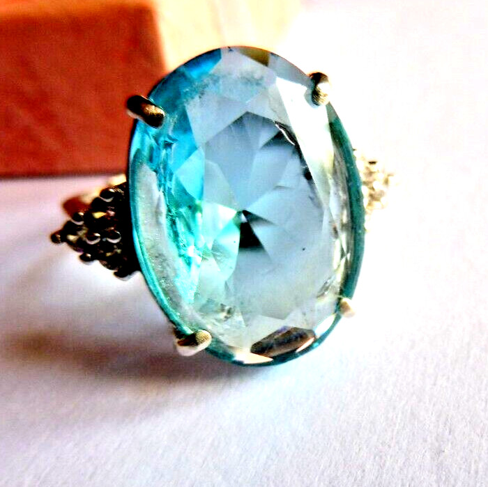 Bague en Topaze naturelle et argent massif ajustable chic pour femme