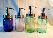 BALL Mason Jar SOAP PUMP DISPENSERS Purple Green Blue STAINLESS Farmhouse