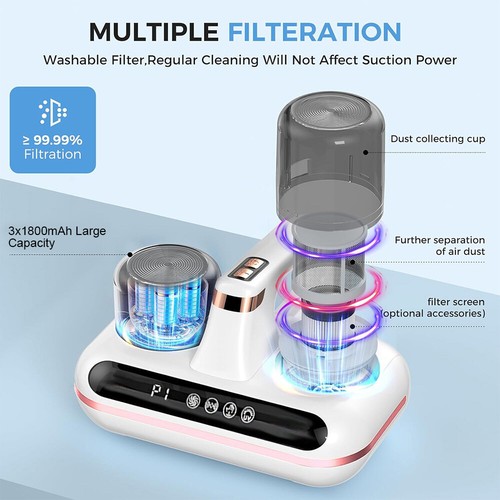 Handheld Mite Remover Home Bed Mattress Vacuum Sofa Cleaner UV Cleaning 10000PA - Picture 5 of 20