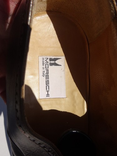 Zapatos de hombre MORESCHI Handmade Goodyear cuero marrón caqui Italia talla 43 (UK9) EXCELENTE - Imagen 10 de 16