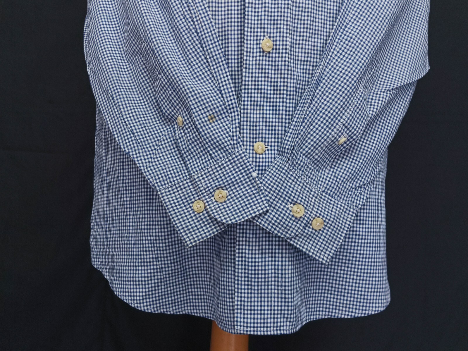 Faconnable Button Down White Blue Gingham Cotton … - image 7