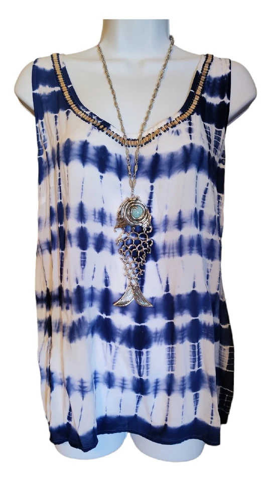 Jesus Fish Metal Link Pendant With 24" Twisted Necklace Cabochon Howelite Eye - Image 4 of 4