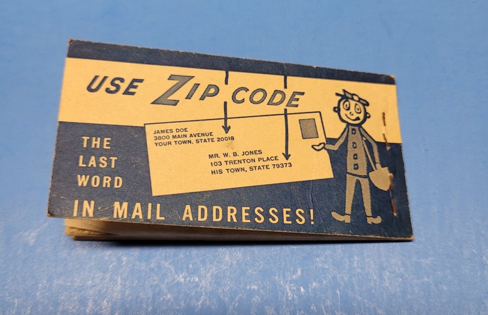 Vintage 60's 5 Cent Stamp Book Mr Zip Post Office Postal Service Mascot