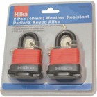 2pc Waterproof 40mm Steel Shackle Outdoor Security Padlock & Keys Alike