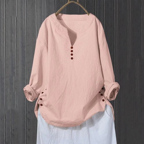 Plus Size Womens Cotton Linen Tunic Tops Ladies Casual Baggy T-Shirt Blouse Tee - Picture 15 of 18