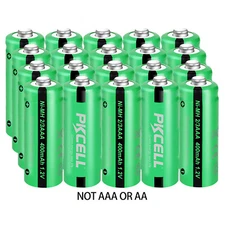 20X 2/3AAA Size Rechargeable Batteries 1.2v 400mAh Ni-MH Button Top for Lights