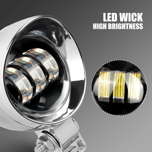 2X Motorcycle Chrome LED Spot Light Fog Light Head Lamp White Yellow For Touring - Foto 11 di 12