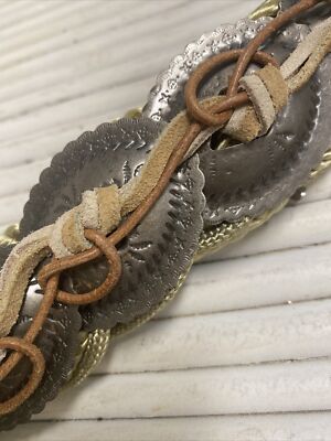 Vintage Brass, Silver and Leather Rope Belt Etro Leather & Rope Belt - Lucky Vintage main image 3