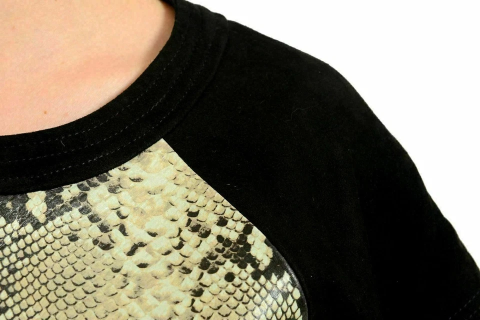 Just Cavalli Women's Suede Leather Snake Print Cropped Top US S IT 40 - Photo 3/4