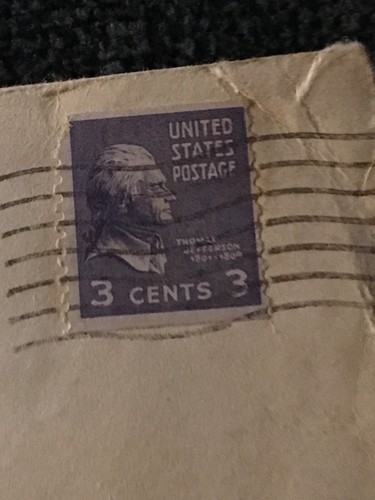 thomas jefferson 1801-1809 3 cent stamp w envelope illinois - Picture 2 of 3