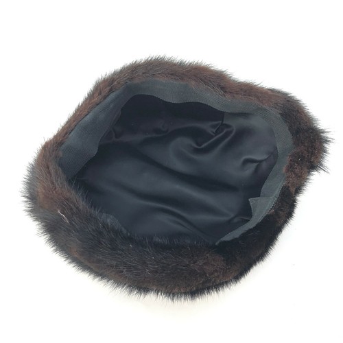 Vintage 50s 60s Mahogany Mink Real Fur Hat Cap Brown GORGEOUS Thick Silky Fur - Picture 5 of 5