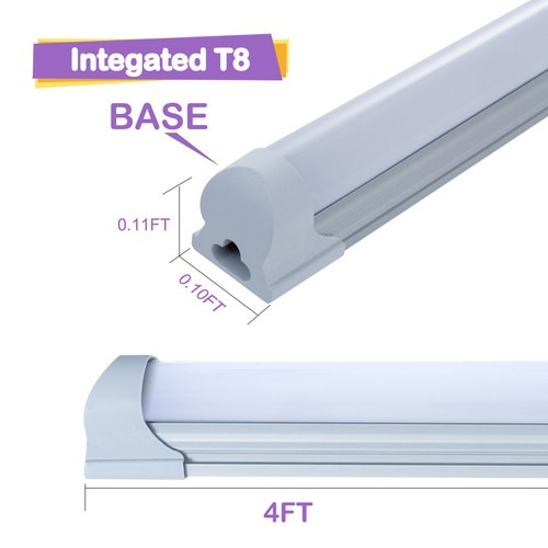 8 PACK T8 LED Shop Light 4FT 24W 6500K Linkable Garage Ceiling Lamp Milkly Cover - Picture 4 of 10