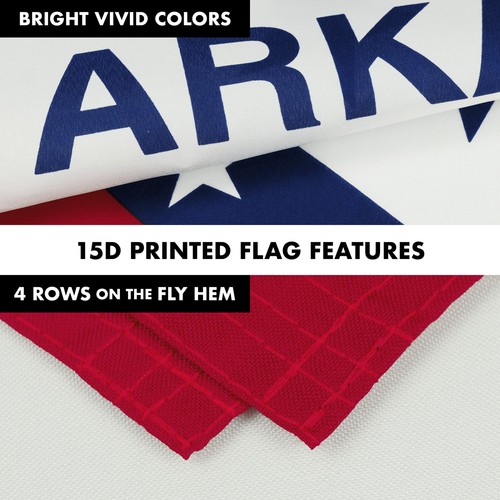 NEW G128 Arkansas Flag & Flagpole Set, 6FT White Pole and 3x5FT 150D Flag - Picture 5 of 9