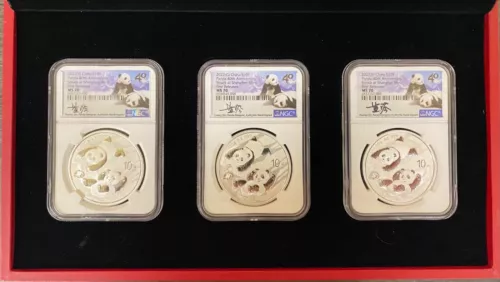 2022 china panda 10Y silver set NGC MS70 First Releases 40th Anniversary 