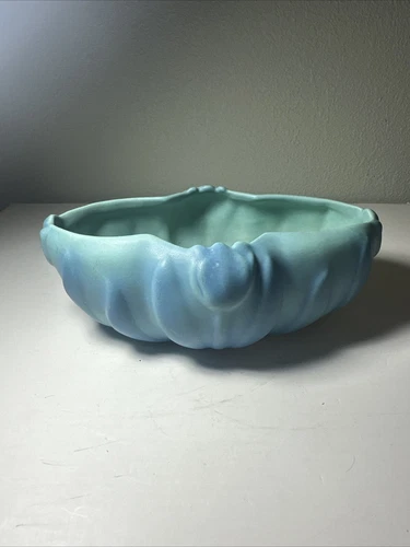 Vintage Van Briggle Pottery Tulip Planter Bowl Vase Colo Spgs Turquoise Blue
