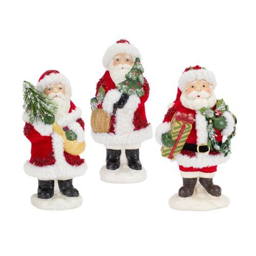 Figurine Père Noël Melrose avec pin et accents présents (Lot de 3) - Photo 1 sur 2