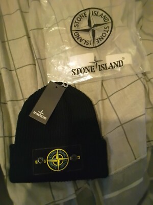 Neu Stone Island Beanie Logo Mütze Bündchen gerippt schwarz gelb grün weiß