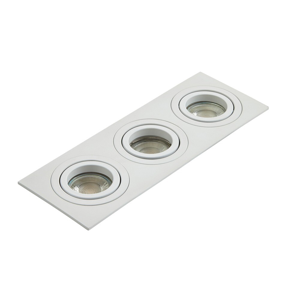 Litecraft Evra Recessed Rectangular Tiltable Triple Downlight - White Clearance