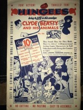 Hingees Clyde Beatty Animals Character Punch Outs 1944 Original Packaging