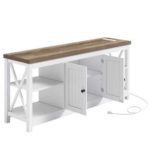 TV Stand with Doors Power Outlets for 65 inch Entertainment Center TV Console - Picture 9 of 14