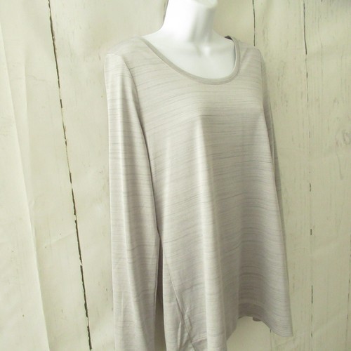 Lorna Jane Long Sleeve Top M Medium Gray Heather Cut Out Workout Yoga - Picture 3 of 4