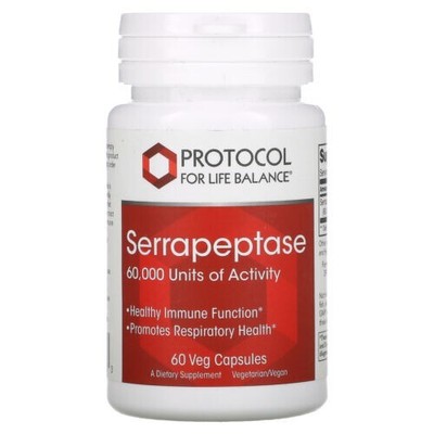 (NEW) Protocol for Life Balance SERRAPEPTASE 60,000 Units 60 Veg Cap Ex 5/2025