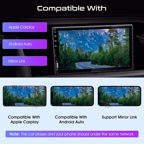 Autoradio 7" Apple/Andriod Carplay autoradio écran tactile double 2Din + caméra US - Photo 6/15