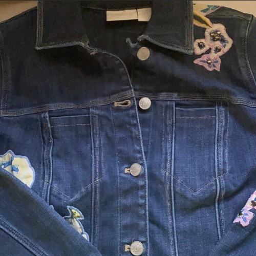 Chico's Floral Applique Denim Jeans Jacket Size 0 (S/M) - Picture 4 of 6