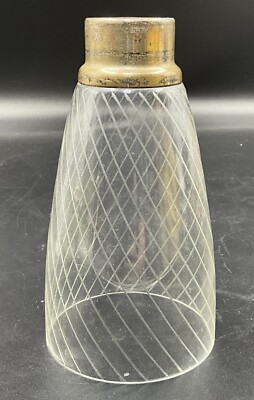 Vintage Crystal Etched Glass Lamp Chimney Hurricane Shade Sterling Neck 6 3/4''