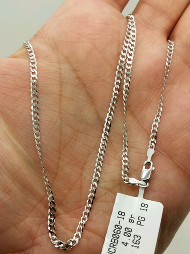 14k Solid White Gold Cuban Curb Link Necklace Chain 24" 2.6mm - 第 1/1 張圖片