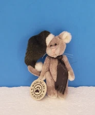 BOYDS BEARS WUZZIE MOUSE ~ TINKER ~ 2" MOUSE WITH GREEN ELF HAT QVC EXCLUSIVE
