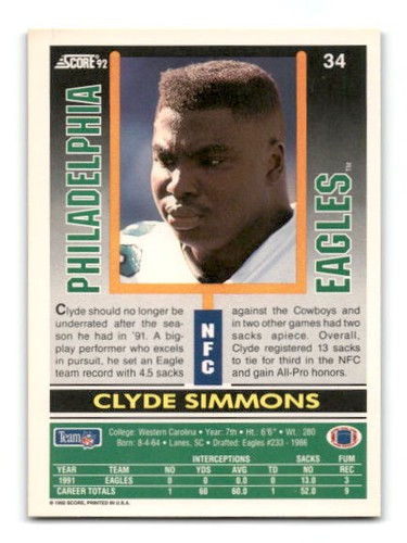 1992 Score Football #1 - #250 - - - Pick A Card - - - Complete a Set - Picture 43 of 281