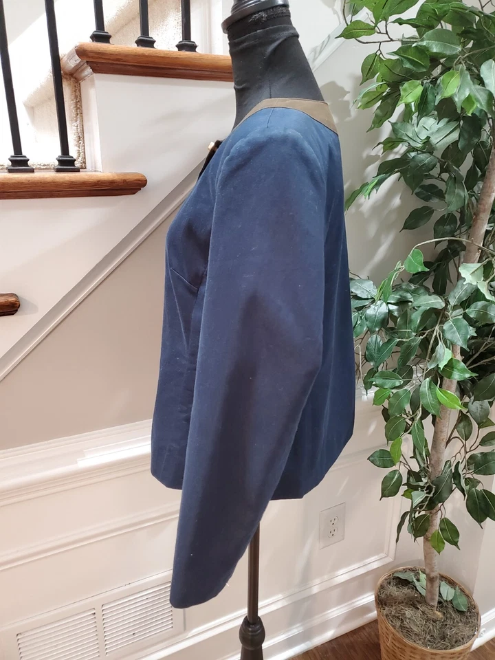 Chaqueta informal R.Q.T para mujer denim azul algodón imitación cuero botones delanteros talla 10 Foto 4 de 4