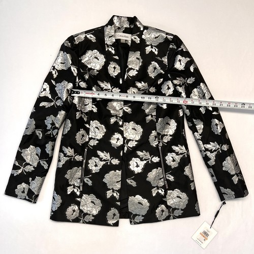 Calvin Klein Jacquard Outerwear | Floral Jacket, Black/Silver size 2 NWT - Picture 8 of 11