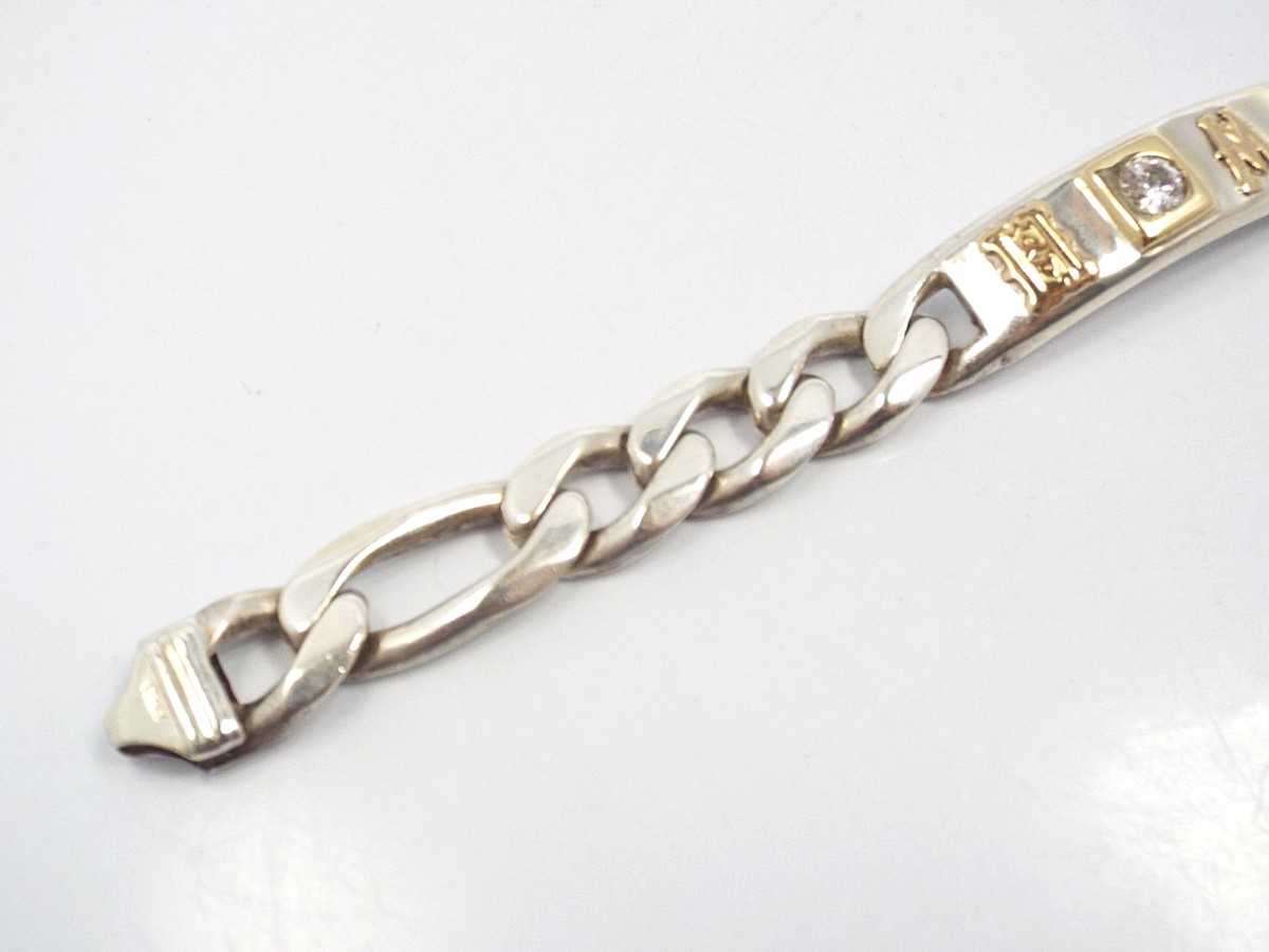 ἱὂCフランス語　しかけ「 バルタザール」ὗDῼ Vtg Heavy Sterling Silver Goldwash Initials & Large CZ ID