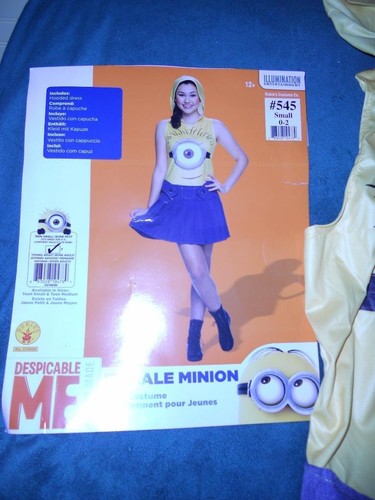 Teens Girls Despicable Me Female Minion Rubies Costume Sz Sm 0-2 age 12+ NEW IP