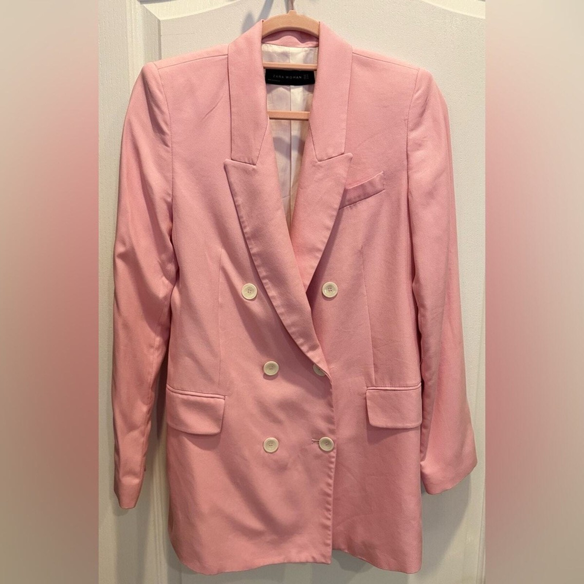 zara ダブルブレスト　ジャケット　ピンク ZARA ピンク ダブルブレストジャケット Mサイズ - ジャケット