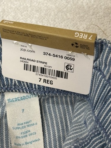 Thereabouts Girls Railroad Striped Midi Shorts Size 7 Reg - Picture 8 of 9