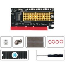 M.2 nvme SSD to PCI-E 4X/8X/16X adapter with black aluminum heatsink and 3528LED
