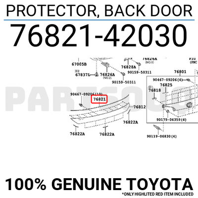 7682142030 Genuine Toyota PROTECTOR, BACK DOOR 76821-42030 | eBay