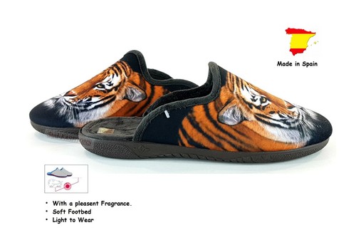 New Men's Slippers Slip-On Mules Clogs with Fragrance & Motifs´´ Bear & Tiger `` - Picture 14 of 17