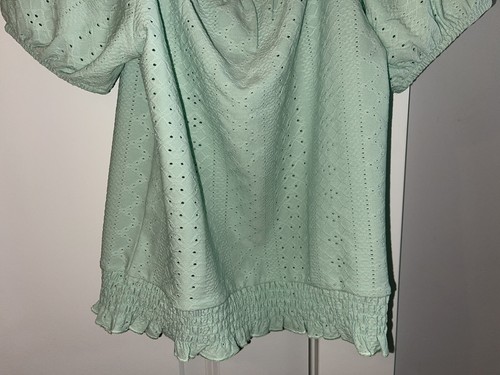 Girls LOVE GLAM GIRL S/S Mint Green Eyelet Off the Shoulder Top Size Medium - Picture 6 of 6