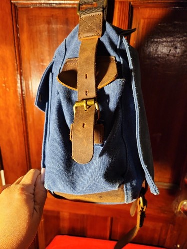 Kattee Denim & Leather Canvas Camera Bag Vintage DSLR SLR Messenger Shoulder Bag - Picture 2 of 11