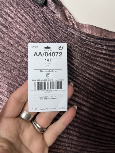 NEXT Bronze Metallic Pleated Asymmetric Maxi Dress Size UK 14 Tall New - Picture 8 of 11