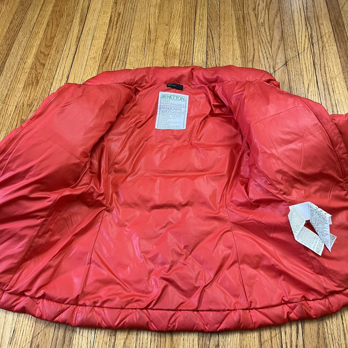 Stile Benetton Sz 42 Women Quilted Puffer Jacket High