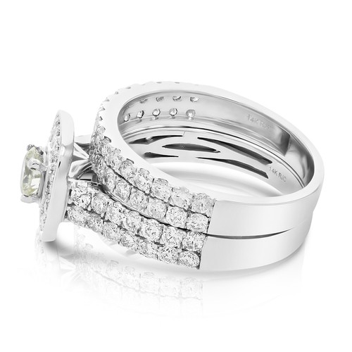 Diamond Wedding Ring Sets for Women 2 CT 14K White Gold Cushion Engagement Ring - Picture 4 of 16