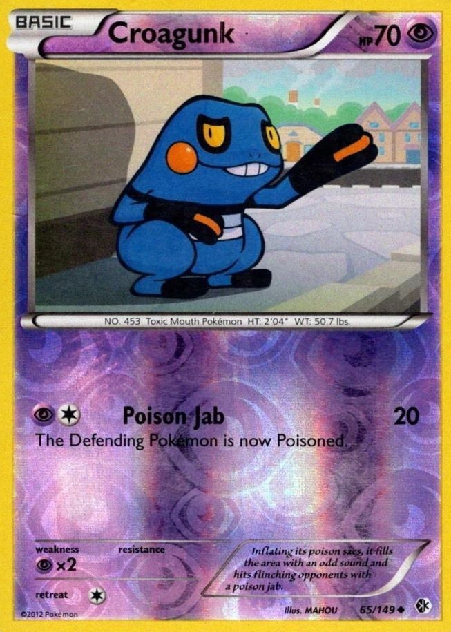 1x Croagunk | Boundaries Crossed | 65/149 | Uncommon | Reverse Holo | LP