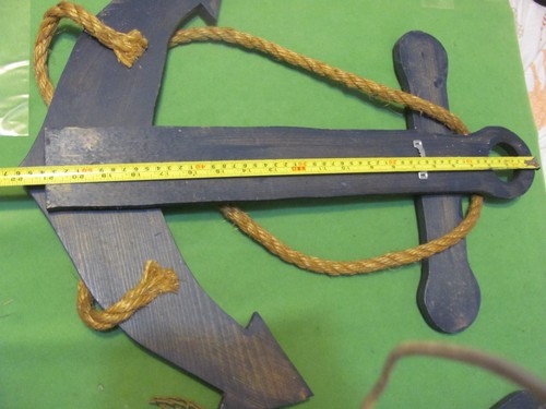 Colgante de Pared Náutico Vintage Madera Ancla Azul con Cuerda $ Paleta con Red - Imagen 5 de 8