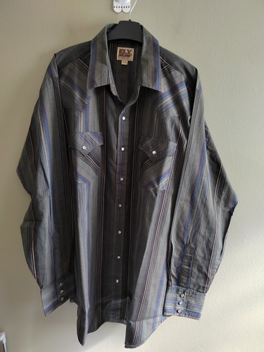 Ely Cattleman Western Hemd XLT XL Tall Pearl Snap Langarm Rodeo Cowboy 17,5 - Bild 1 von 7